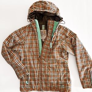 Burton Plaid Ski Jacket with Hood and Insulation